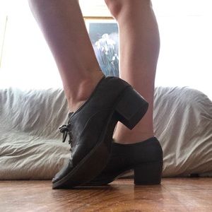 Brown Chunky Heel Oxfords